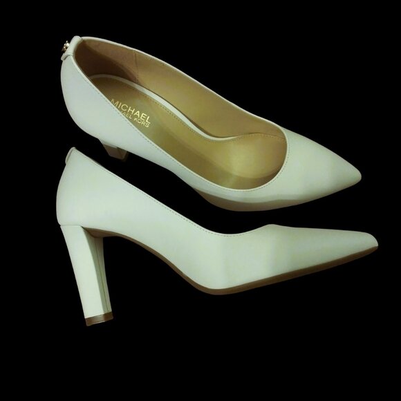 Michael Kors Leather Pumps, Size 7M, Block Heel, Pointed Toe, Abbi Flex Comfort - Picture 6 of 16